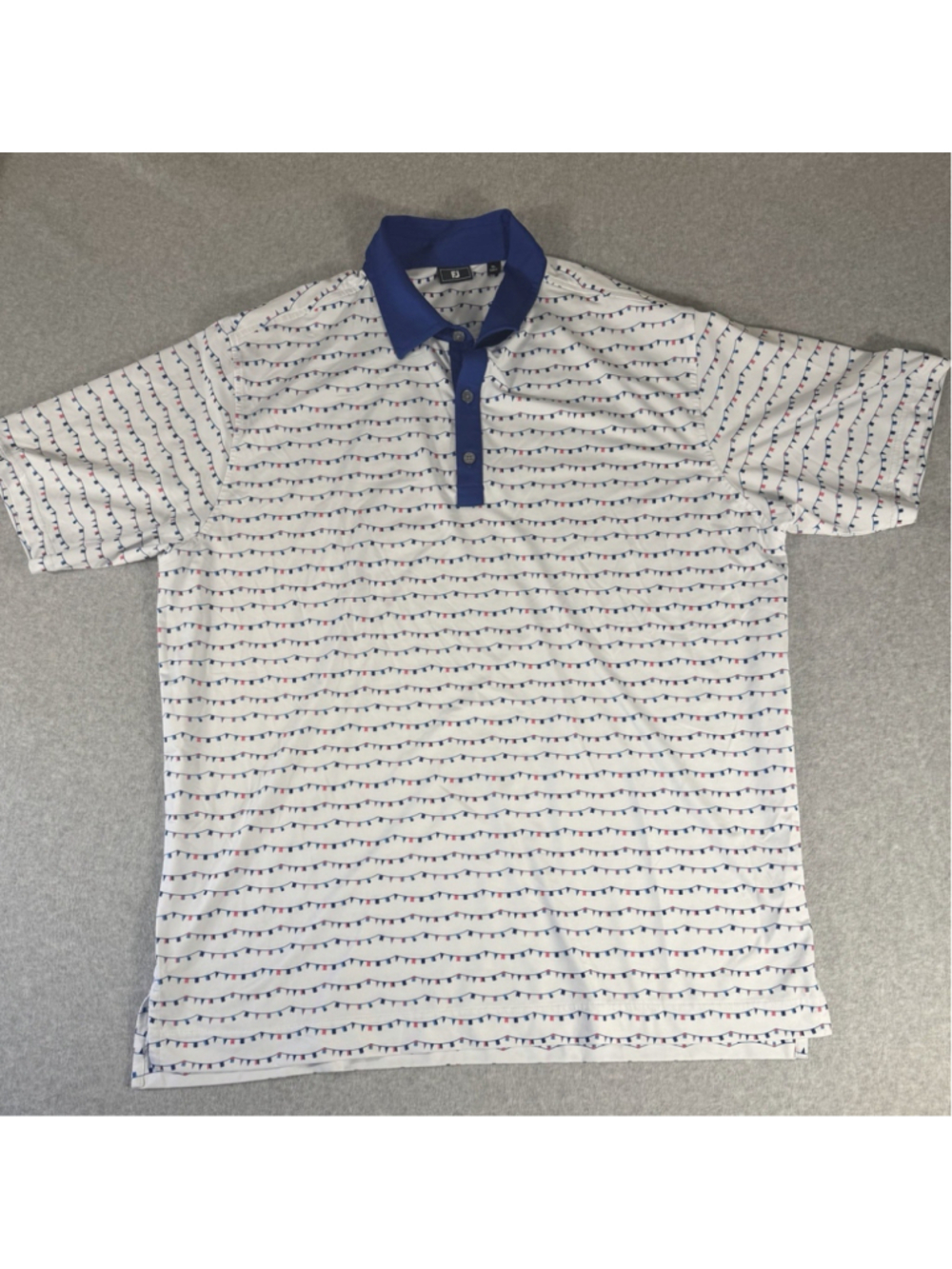 FootJoy Golf Polo Shirt Mens XL White Blue Pink Print Performance FJ